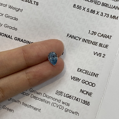 खरीदें 1.29ct VVS2 Pear Shaped Lab Created Diamond Fancy VIVID Blue................................ online manufacture