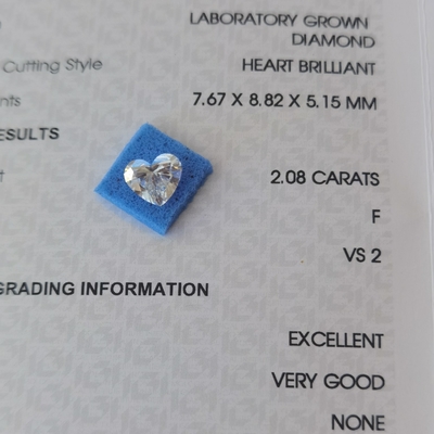 खरीदें 2.08ct सीवीडी हृदय के आकार का प्रयोगशाला में उगाया गया हीरा VS2 F OEM ODM online manufacture