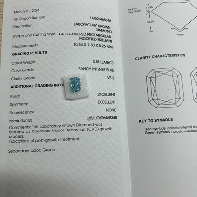 खरीदें 3.55ct VS2 सिंथेटिक ब्लू डायमंड लैब उगाए गए डायमंड HPHT फैंसी ज्वलंत नीला online manufacture