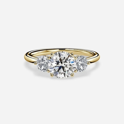 3 स्टोन लैब उगाया डायमंड रिंग 1 से 3ct 18K 14K 10K 9K PT