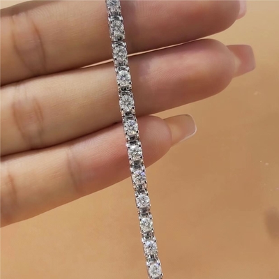 ठोस सोना स्पष्टता सीवीडी गोल कट बेज़ेल लैब उगाया हीरा कंगन 18K 14K 10K धातु प्रकार